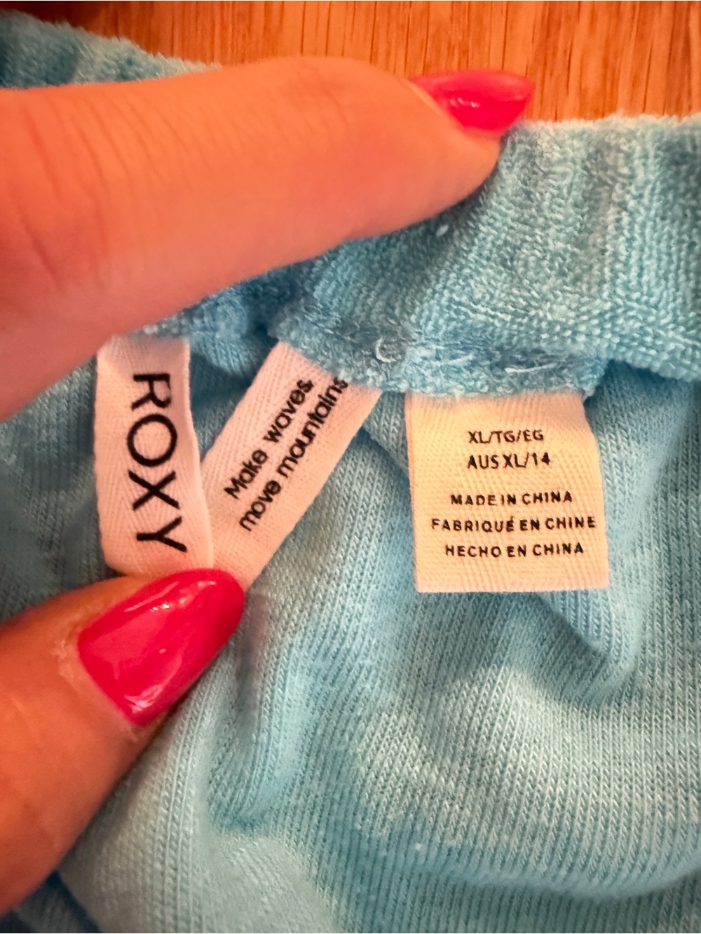 Roxy Turquoise Terry Cloth Strapless Romper Cover Up XL NWOT - Picture 3 of 4